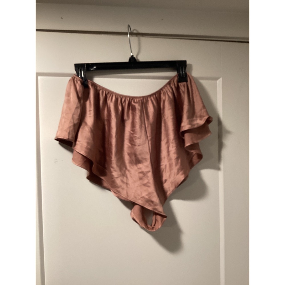Victorias‎ Secret Satin Ruffle Sleep Shorts Rose Gold Copper XXL New